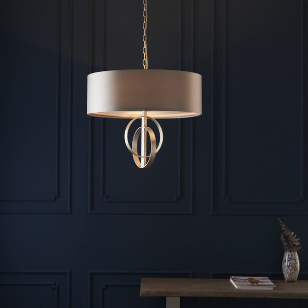 Wisząca lampa okrągła L&-195215 Light& do jadalni na łańcuchu szara