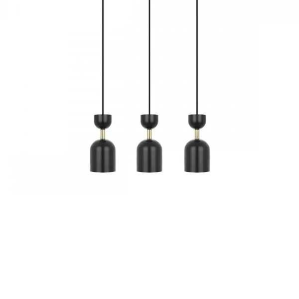 Metalowa lampa wisząca SUPURU SUL332P0 czarna złota tuba 3xGU10 do salonu