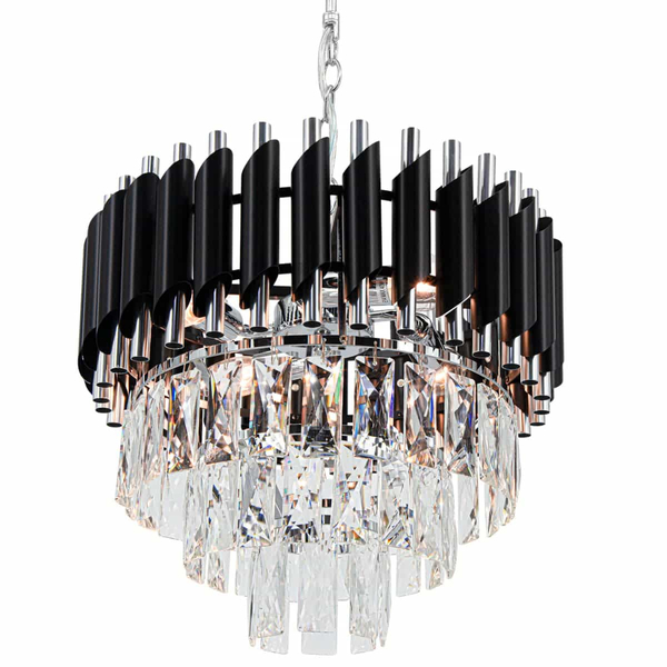 Kryształowa lampa wisząca Toledo 6260/4 8C BL glamour czarna chrom OUTLET