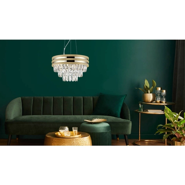 Lampa wisząca NAICA P0525-04A-F4V6 kryształowa glamour crystal zwis złoty