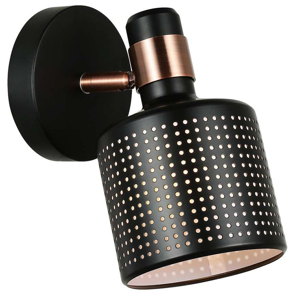 Ścienna LAMPA industrialna RESTENZA WL-2439-1-BK Italux loftowa OPRAWA ażurowy KINKIET metalowa tuba czarna miedziana