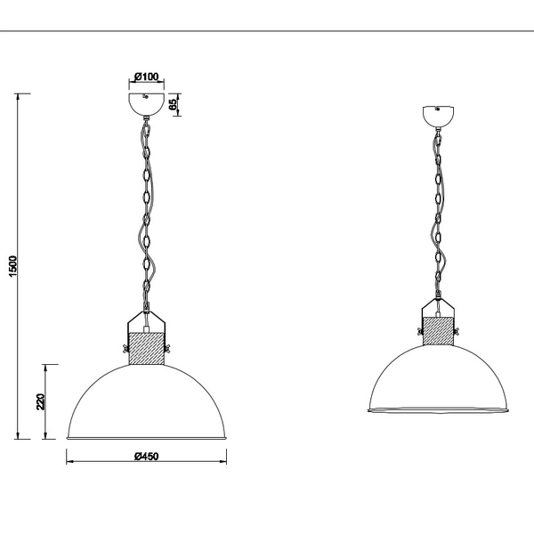 Wisząca LAMPA loftowa DELHI 303400167 Trio metalowa OPRAWA kopuła ZWIS industrialny nikiel brązowy