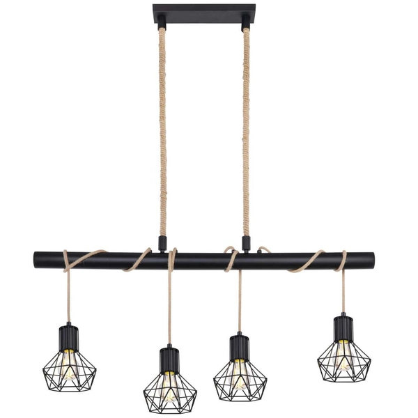 LAMPA wisząca PRISKA 54017-4H Globo belka OPRAWA skandynawska ZWIS liny brązowe czarne