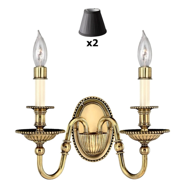 Sypialniany kinkiet z abażurami Cambridge HK-CAMBRIDGE2+2xLS162-BLK Hinkley mosiądz czarny