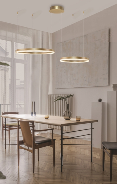 Lampa wisząca pierścieniowa z pilotem Halo AZ4979 80+60 LED 90W ringi złote