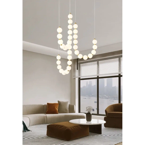 Kaskadowa lampa wisząca Perla CGPERLA-H65 LED 42W 3000K kule mosiądz biała