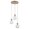 Ekologiczna lampa wisząca Ballo 11050 mleczne kule drewniana brązowy