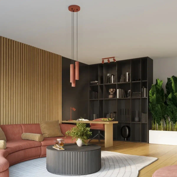 Naścienna lampa do jadalni KARBON SL.1654 ryflowana terakota