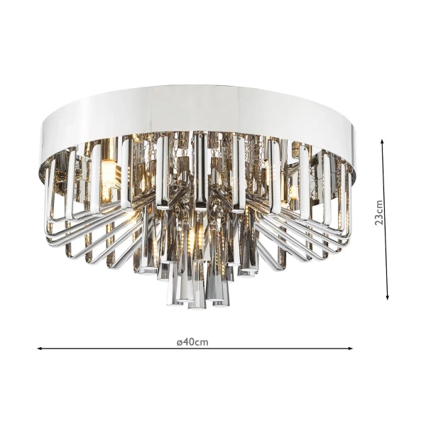 Sufitowa lampa okrągła Olin OLI5410 do jadalni szklana chrom przydymiona
