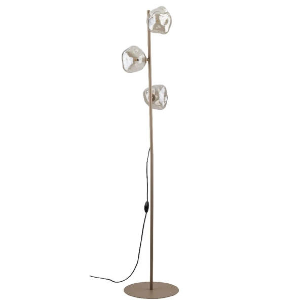 Podłogowa lampa do salonu Lava Sabia 16153 szklane klosze beżowy