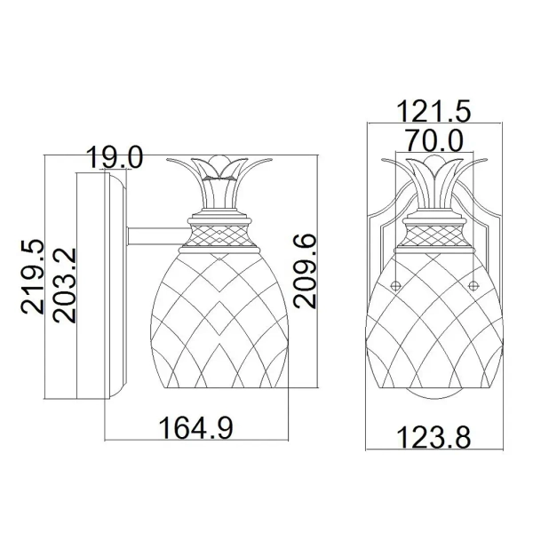Łazienkowa LAMPA ścienna Plantation HK-PLANT-BATH-PZ Elstead Hinkley szklana OPRAWA kinkiet ananas IP44 brąz