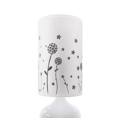 Nocna lampka ceramiczna Zyta 3203 stojąca do sypialni z wzorkami biała