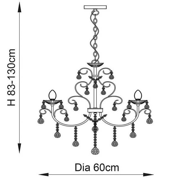 Kryształowy żyrandol Tabitha 72561 IP44 krople chrom przezroczysty