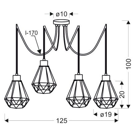 Wisząca lampa loftowa Primo 34-00309 Candellux druciaki czarne złote