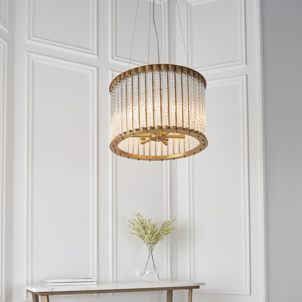 Lampa wisząca z kryształkami L&-181999 Light& tuba hampton złota