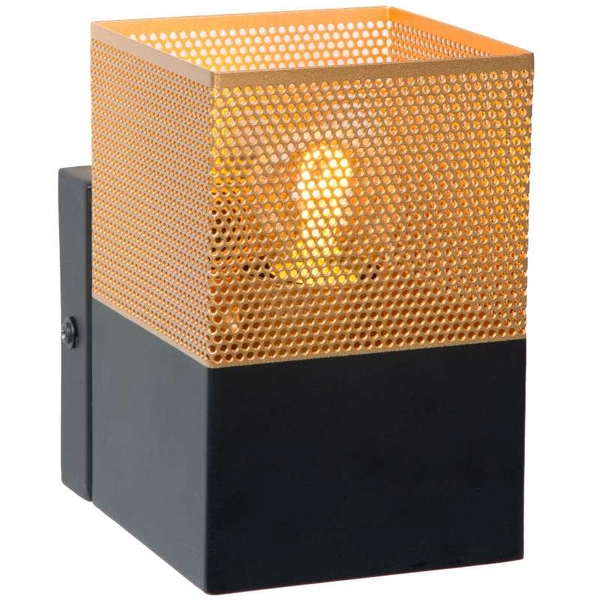 Loftowa LAMPA ścienna RENATE  21223/01/02 Lucide metalowa OPRAWA industrialny kinkiet siatka czarna złota