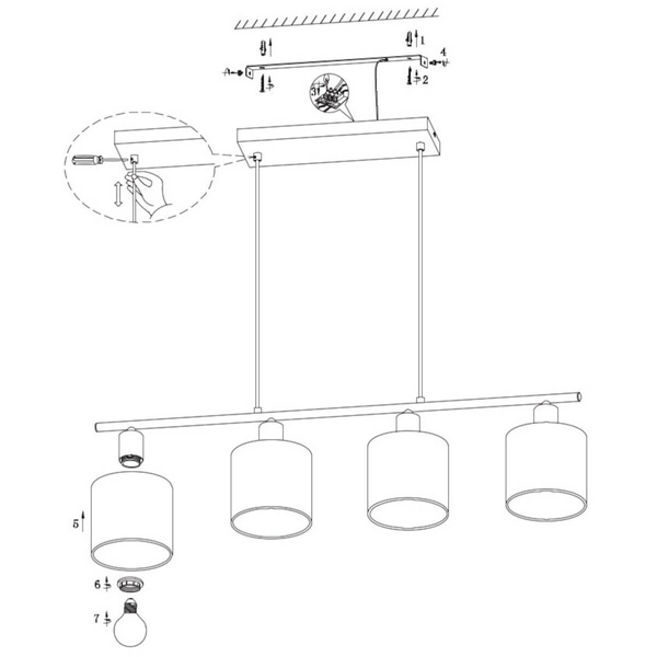 Nowoczesny zwis czarny Tommy R30334079 wiszące tuby nad stół