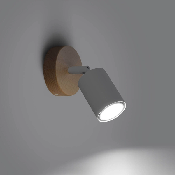 Lampa ścienna naturalna Verdo SL.1285 tuba drewniana biała