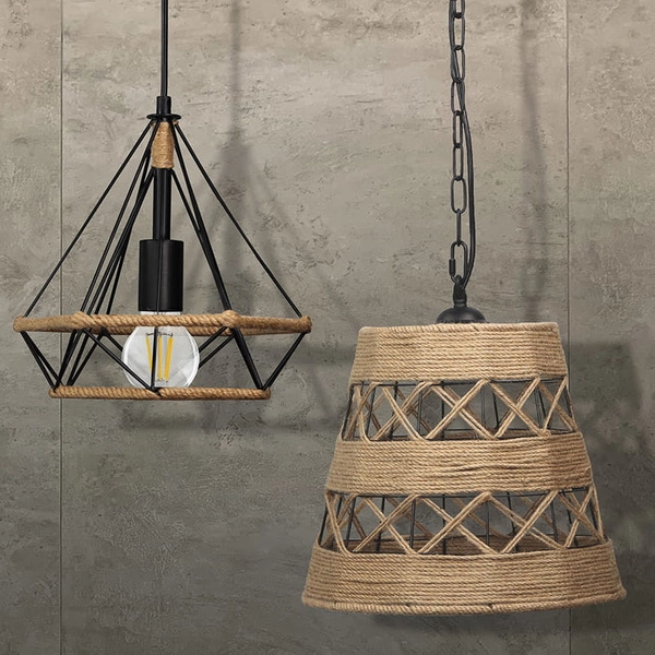 Druciana LAMPA wisząca BROXTON ROPE metalowa OPRAWA industrialny zwis liny czarne brązowe