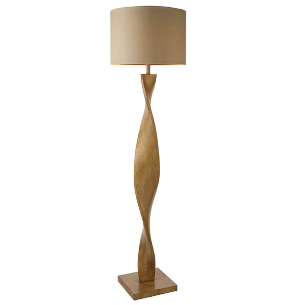 Podłogowa lampa z abażurem Abia 95454 spirala beżowy drewniany