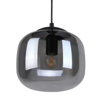 Szklana lampa wisząca Calto PND-67705-1-BK-SG owalny przydymiony
