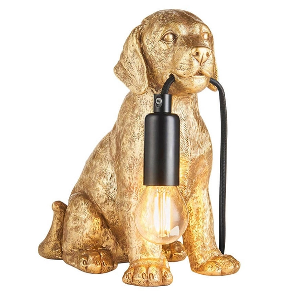 Lampa stojąca na komodę 107364 Endon labrador pies złoty czarny