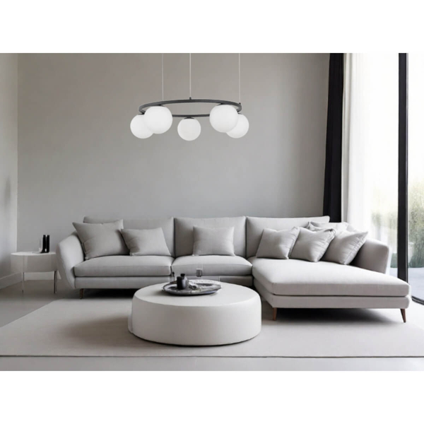 Loftowa lampa wisząca Ubeda LED 35W 3200K pierścień z kulami czarny biały