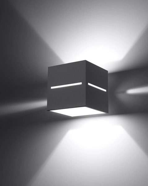 Kinkiet LAMPA ścienna SL.0205 metalowa OPRAWA kostka cube przyścienna szara