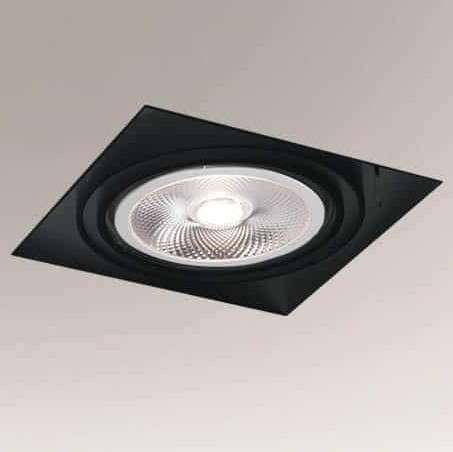 Spot LAMPA sufitowa KOMORO 3308 Shilo podtynkowa OPRAWA kwadratowa OCZKO regulowane WPUST do zabudowy czarny