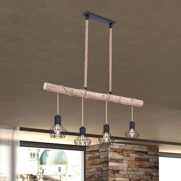 LAMPA wisząca PRISKA 54017-4HH Globo skandynawska OPRAWA belka ZWIS klatki brązowe czarne