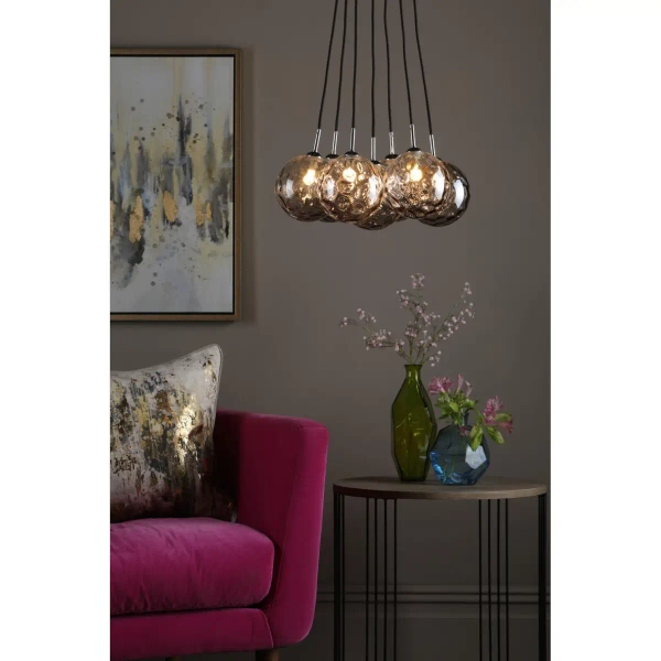 Wisząca lampa nad stół Elpis ELP342-10 szklane przydymione chrom