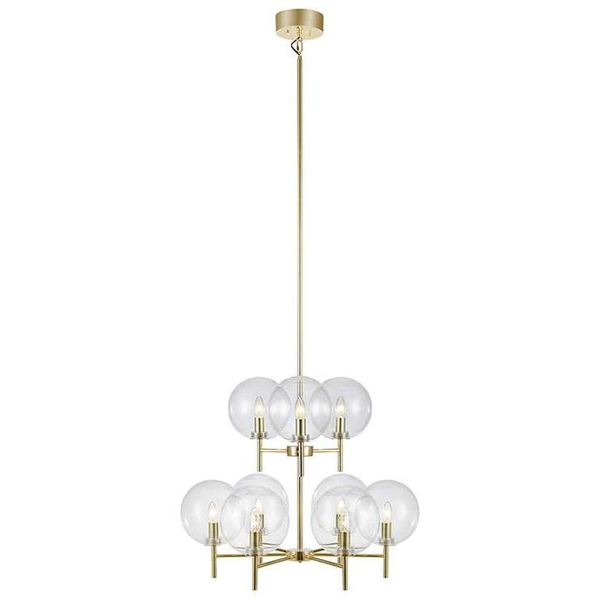 Żyrandol LAMPA wisząca CROWN 107920 Markslojd loftowa OPRAWA skandynawski ZWIS szklane kule balls sticks mosiądz przezroczyste