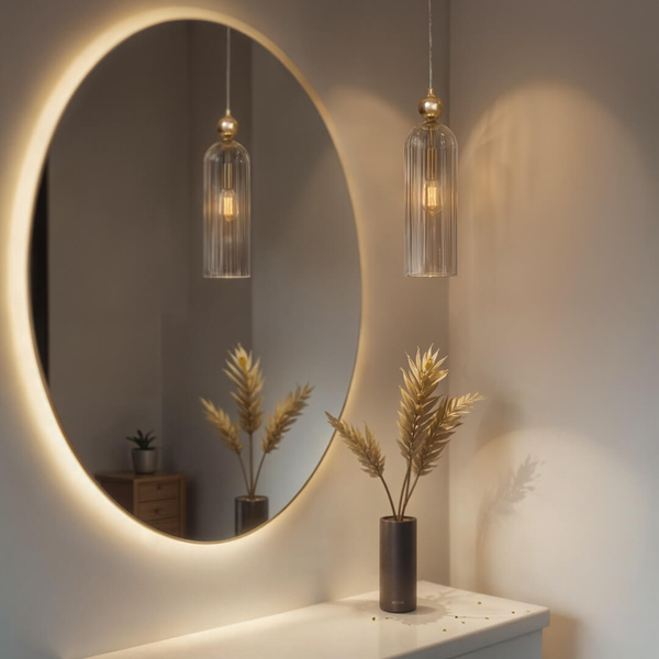 Szklana lampa wisząca tuba Regina 1241 złoty przezroczysty