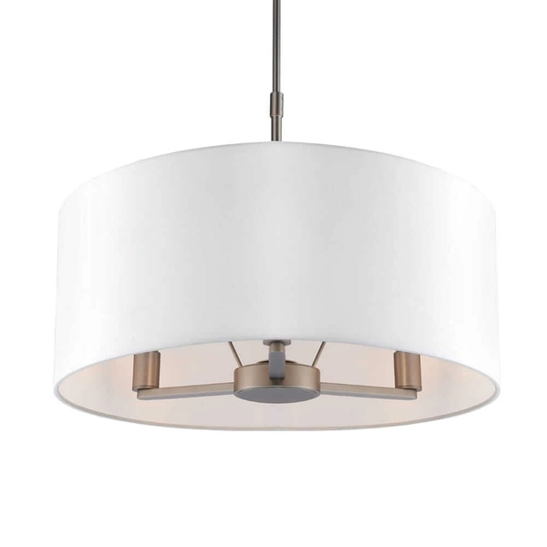 Materiałowa lampa wisząca Daley 60241 Endon abażur metal srebrny biały