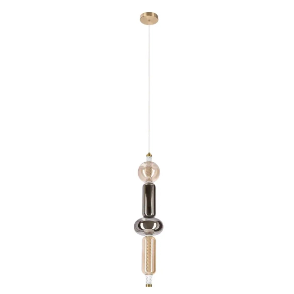 Szklana wisząca lampa KELLY bursztynowa przydymiona 31-54555 4xLED 9,5W 2700K do sypialni