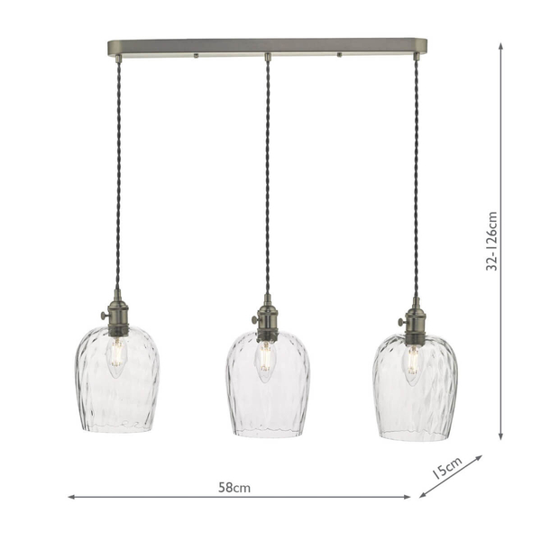 Potrójna lampa wisząca Hadano HAD3661-03 Dar Lighting przezroczysta chrom