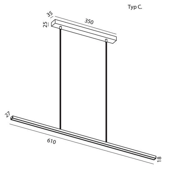 Lampa liniowa Slima 5122C06103-11 Elkim LED 40W 3000K wisząca czarna