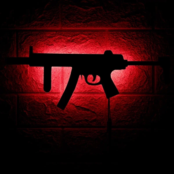 Młodzieżowy kinkiet ścienny KLMP5 LED RGB karabin USB czarny