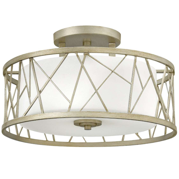 LAMPA sufitowa HK-NEST-SF-SL Elstead HINKLEY szklana OPRAWA okrągła klatka metalowa srebrna biała