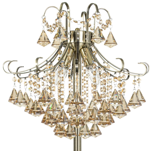 LAMPA podłogowa Barcelona 6248/4F 21QG Elem glamour OPRAWA stojąca z kryształkami szklana mosiądz bursztynowa