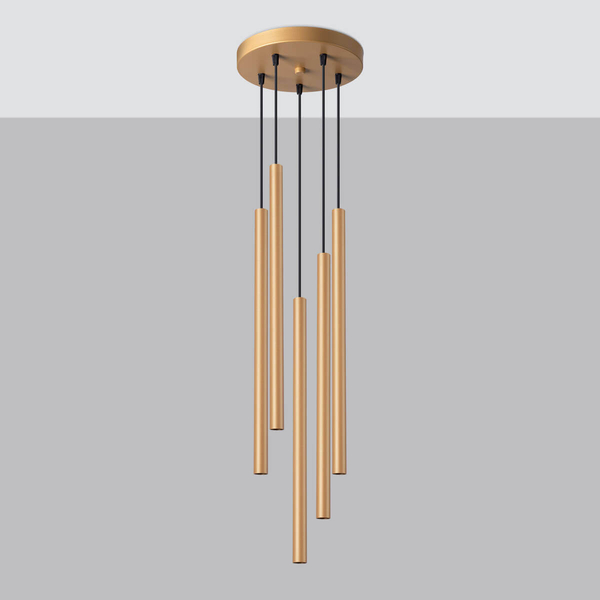 Lampa zwisowa do sypialni Pastelo SL.1174 tuba złota czarna