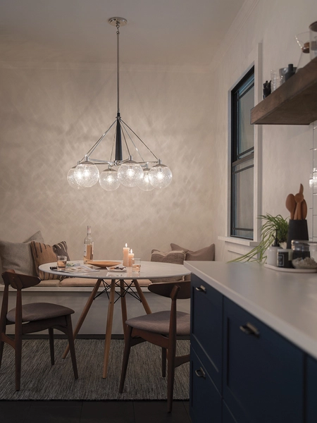 Zwisowa lampa nad stół QN-MARILYN6 kulista retro nikiel