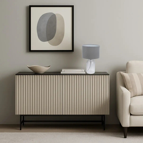 Designerska lampa na stolik Luxin 74047 na kablu szklana szary