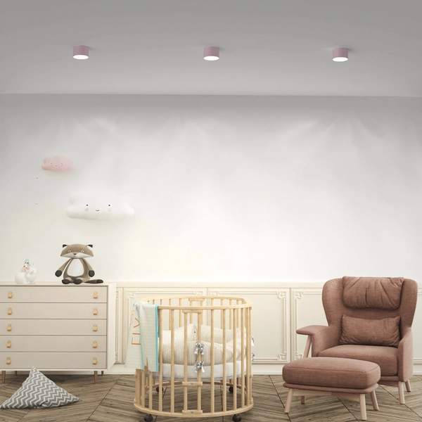 Różowa lampa natynkowa Dixie okrągły plafon do kuchni