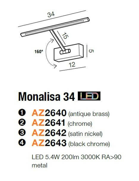 Lampa ścienna Monalista z regulacją LED 5,4 satyna nikiel