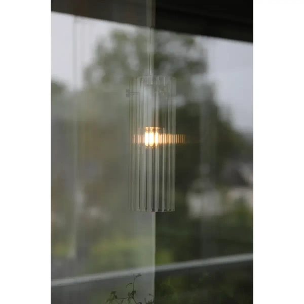 Szklana lampa zwisowa Tibia 109013 tubka żebrowana nikiel