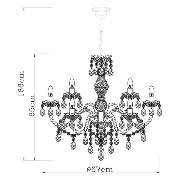 Lampa wisząca Cuimbra 63116-6 świecznikowa chrom crystals