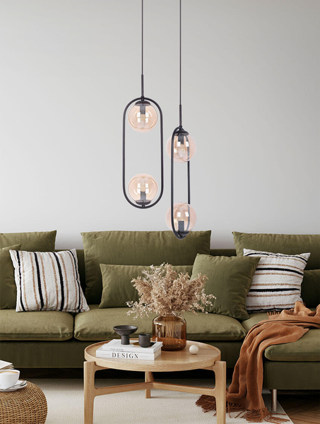 Kulista wisząca lampa Venta K-5121 Kaja kule balls bursztynowe czarne