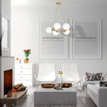 Loftowa LAMPA wisząca VIENNA MLP5577 Milagro metalowa OPRAWA modernistyczna pierścień ZWIS szklana kula mosiądz białe