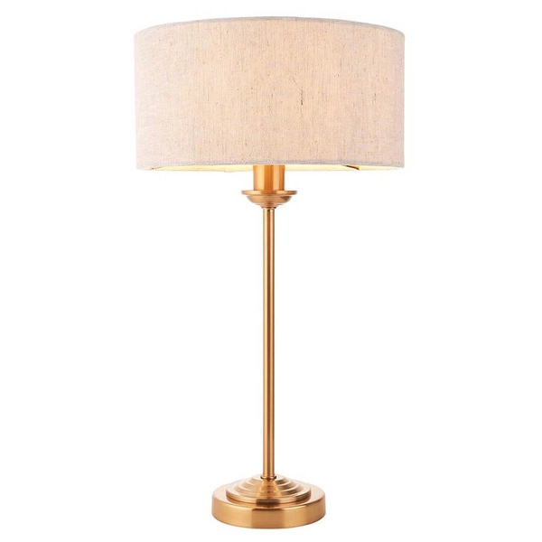 Nocna lampka z abażurem Highclere 110728 na komodę mosiądz beżowa